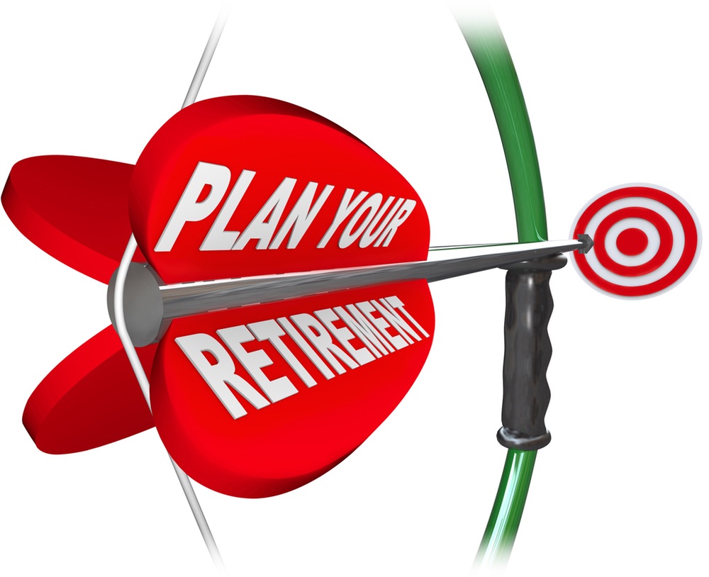 A bow and arrow aiming at a target, with the words Plan Your Retirement to symbolize saving for the future and enjoying life after you leave your job