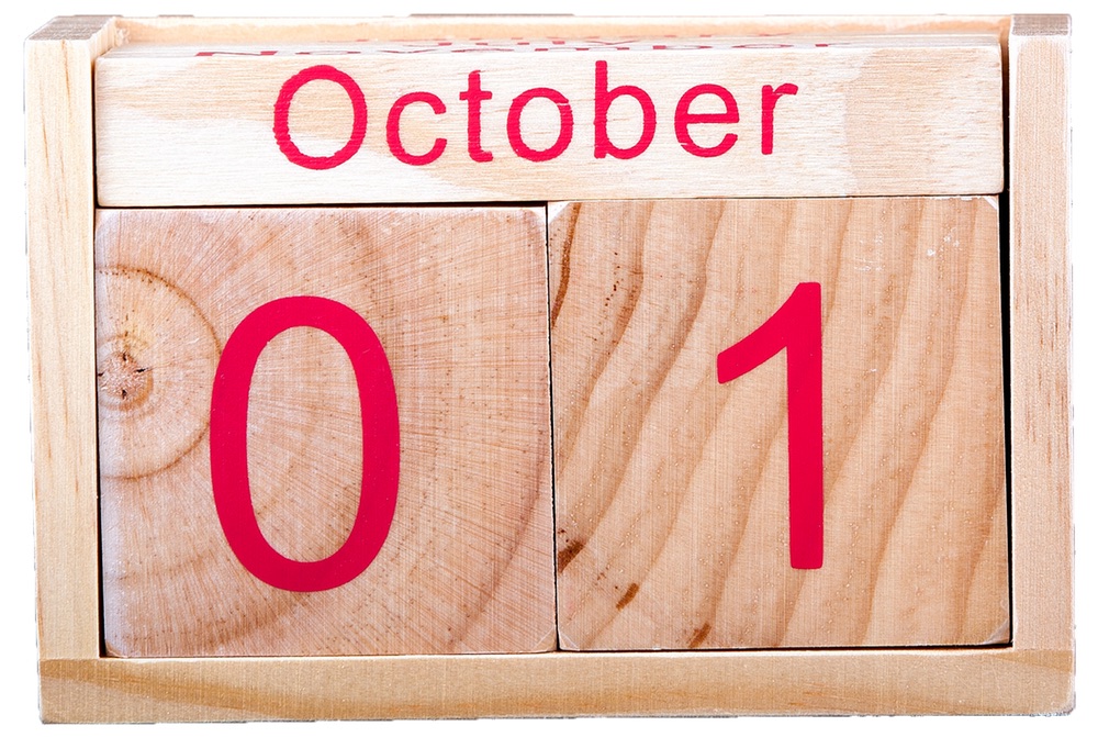October 1. close-up wooden calendar. Time planning and business background.