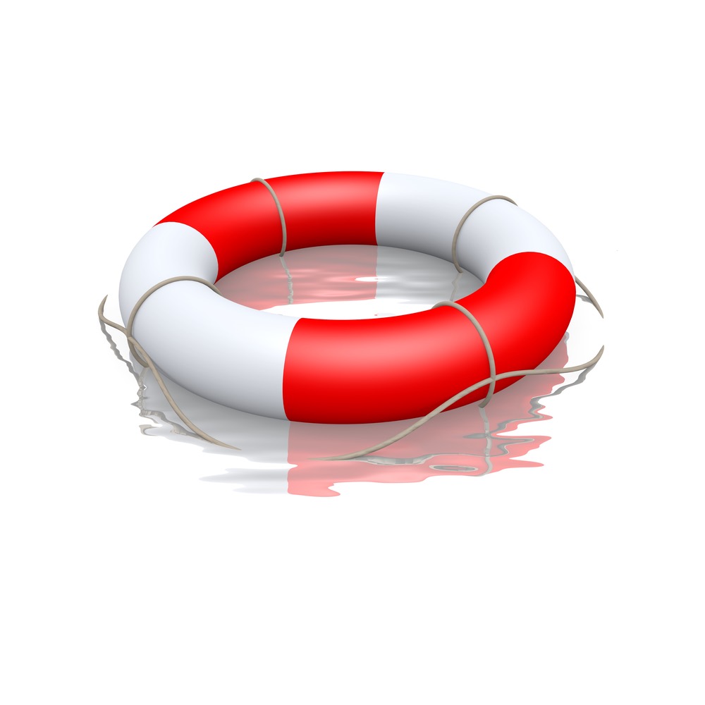 Life buoy floating in water