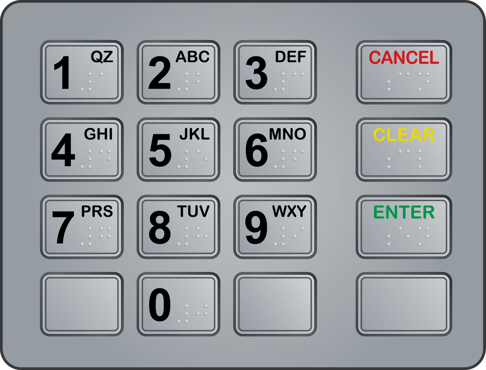 vector keypad of an automated teller machine