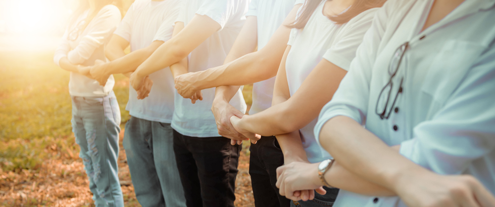 Cooperation Environment Charity Concept. Nature Support,Volunteer People, Social. Professional Corporate Business Environment and Achieve. Organization Spirit Initiative. Asian Team Success.