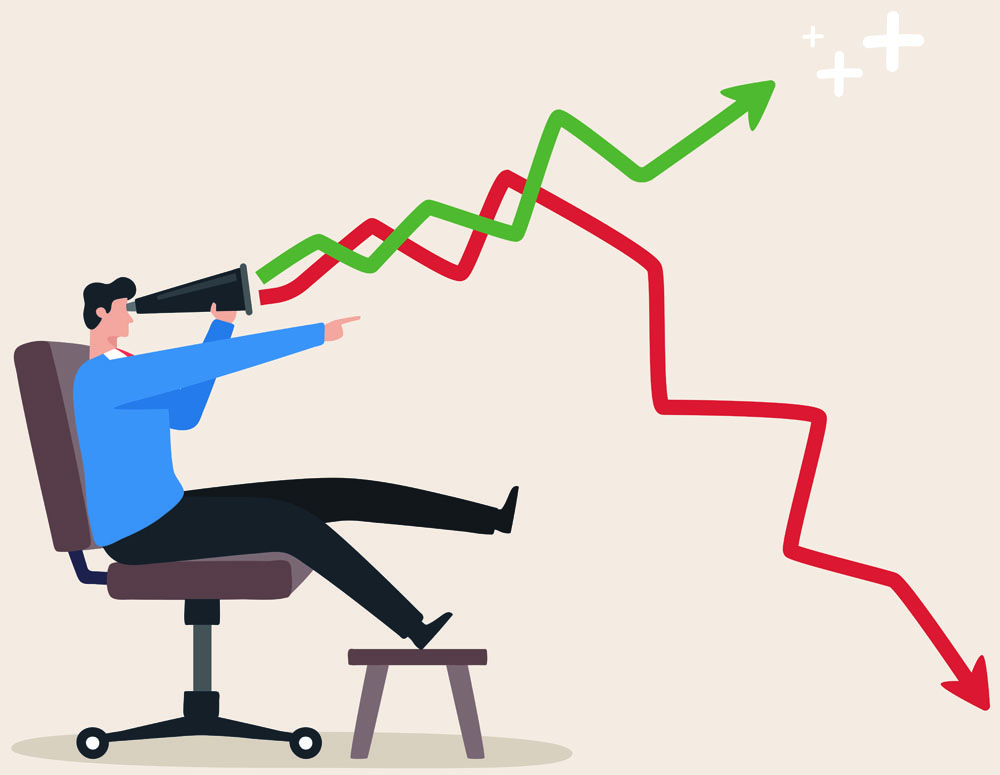 Financial future, Price prediction or the future price trend of the stock market or crypto currency.
Investing in the unpredictable uncertainty. Investors use binoculars to find future prices of stocks.