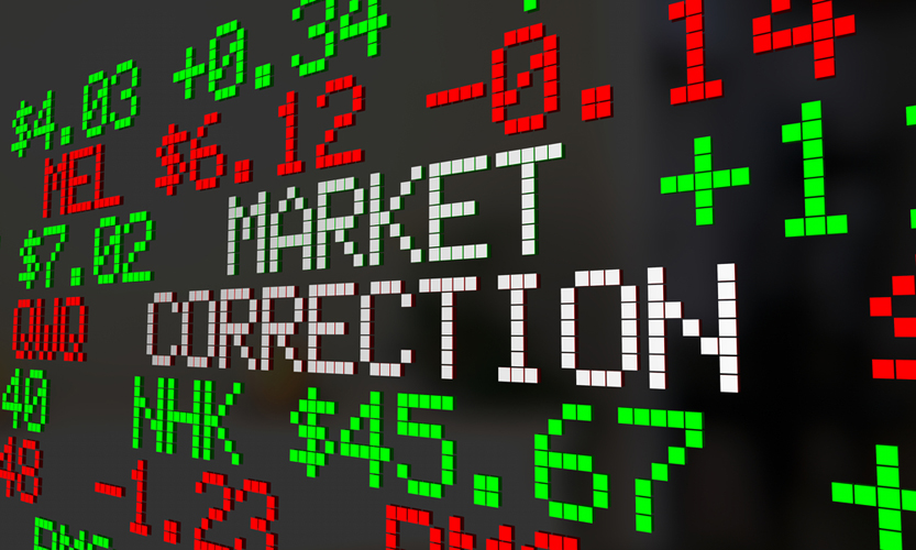 Market Correction Stock Prices Fall Ticker Adjustment 3d Illustration
